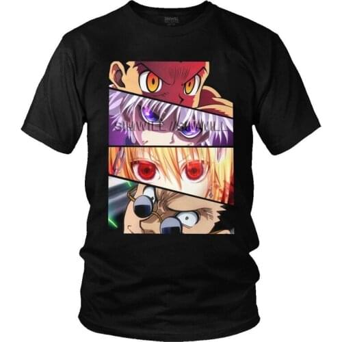 Hunter X Hunter Eyes T-shirt Men Graphic T Shirt Short Sleeve Kurapika Leorio Gon Killua Tshirts 100% Cotton Tee Tops Clothes