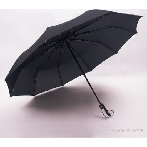 Mens and womens ten-bones folding umbrella, extra large wind-resistant umbrella, three-fold automatic manual umbrella