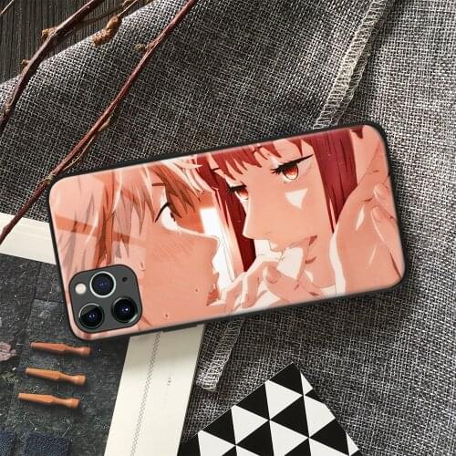 Denji and Makima Chainsaw Man Anime Soft Silicone Glass Phone Case for IPhone SE 6s 7 8 Plus X Xr Xs 11 12 Mini Pro Max Samsung