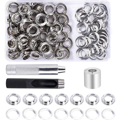 Grommet Tool Kit 12 Mm Grommet Hole Washer Eyelet Pliers Set And 100 Sets Of Grommet Eyelets With Storage Box For Tarp Leather