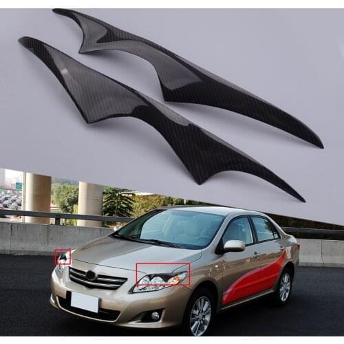 1 Pair Front Carbon Fiber Headlight Lamp Eyebrow Eyelid Cover Trim Sticker Fit for Toyota Corolla 2003 2004 2005 2006 2007 2008