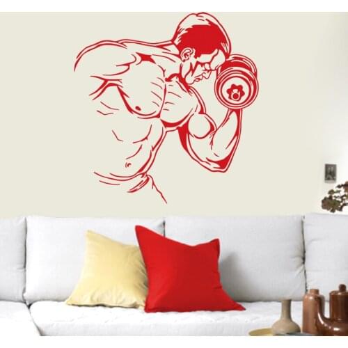 Dumbbell Crossfit Arm Muscle Fitness Club Decal Gym Sticker Decor Posters Vinyl Wall Decals Decor Mural Car Gym Sticker