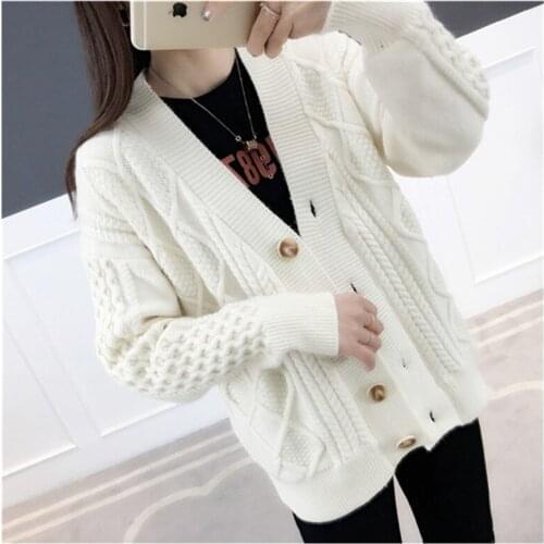 New Autumn Knitted Sweater Women Cardigan Fashion Plus Size Single-breasted Mid-long Pull Femme Knitwear Loose Ladies Tops A559