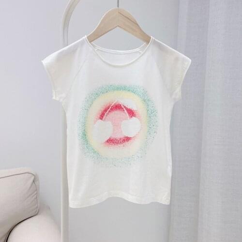 Baby boys clothes girls tops watercolor circle cherry pattern printing sweet casual cotton T-shirt