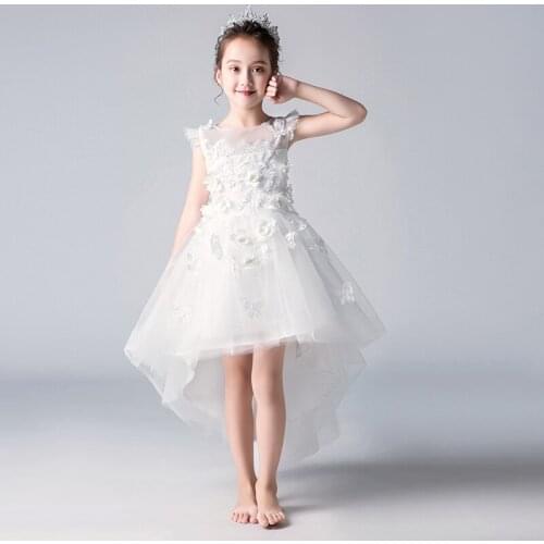 Elegant Girl Party Dress Flower Girl Dresses For Wedding White Lace Floral Girl Birthday Pageant Dresses First Communion Gowns