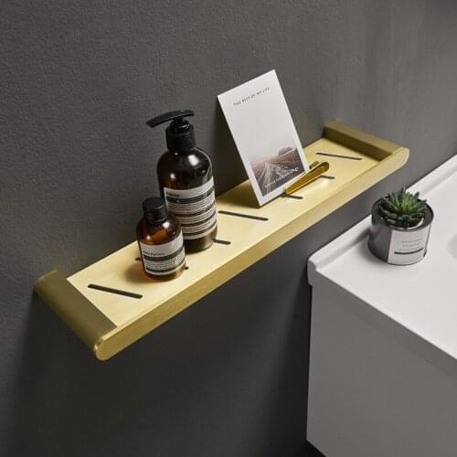 Bathroom Shelves Aluminum Brushed Gold Nail Punched Shower Rack Corner Shelf Wall Mounted Storage Organizer Rack Free Shipping