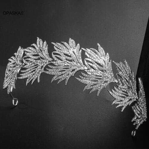 Feather Shaped Headband Bridal Princess Hair Hoop Glittery Crown Headdress Hair Accessories for Bride Women PT
