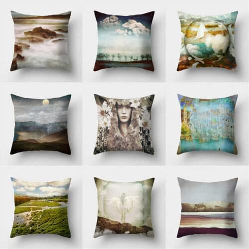Pleasant Scenery 18'' Pillow Case Waist Throw Cushion Cover Polyester Office Home Sofa Chair Decor