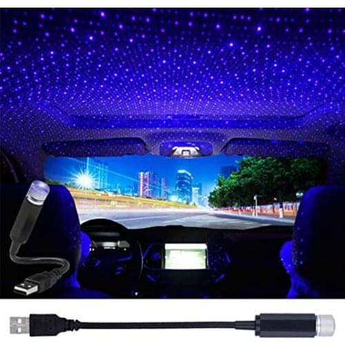 USB Star Projector Night Light Car Roof Lamp Portable Adjustable Romantic Violet Interior Car Lights Ceiling Bedroom Decorations