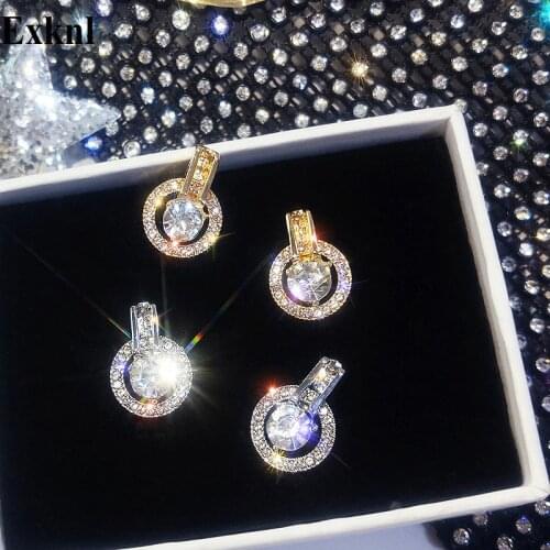 Exknl Wedding Stud Earrings For Women Small Korean Bridal Style Earrings Fashion Gold Silver Color Women Jewelry Earrings 2020
