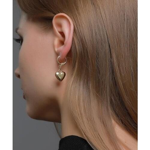 New Earrings Punk Metal Heart Drop Earrings For Women Earing Jewelry Earings Gold Silver Color Earrings Kolczyki Pendientes D143