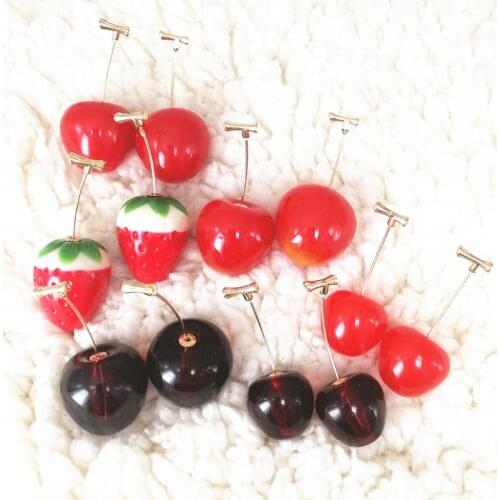 New Fruit Strawberry Earring Female Lovely Girl Simulation Red Cherry Dangle Earring For Women Party Jewelry Christmas Gifts