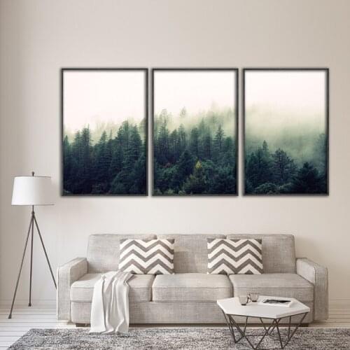 Nordic Decoration Forest Lanscape Wall Art Canvas Poster and Print Canvas Painting Decorative Picture for Living Room Home Decor