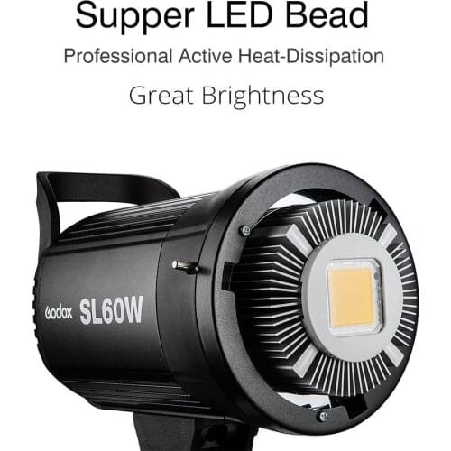 Godox LED Video Light SL-60W SL60W 5600K White Version Video Light Continuous Light Bowens Mount for Studio Video Recording