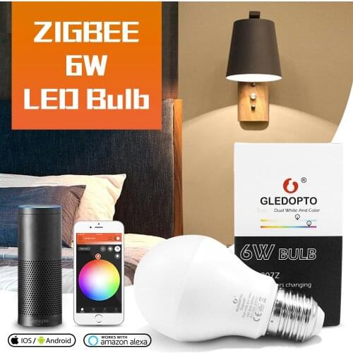 GLEDOPTO Zigbee3.0 6W RGB+Dual White LED Bulb ZLL Light Link Smart Bulb Compatible with ZigBee 3.0 and Many Gateways
