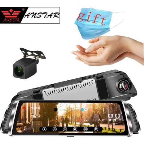 Anstar 10" Dash Cam 4G Rear View Mirror Camera Android Car DVR HD 1080P Video Recorder WiFi GPS ADAS Dual Lens Auto Registrar