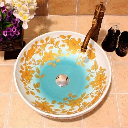Home use bowl shape high quality ceramic hand wash face basin from jingdezhen