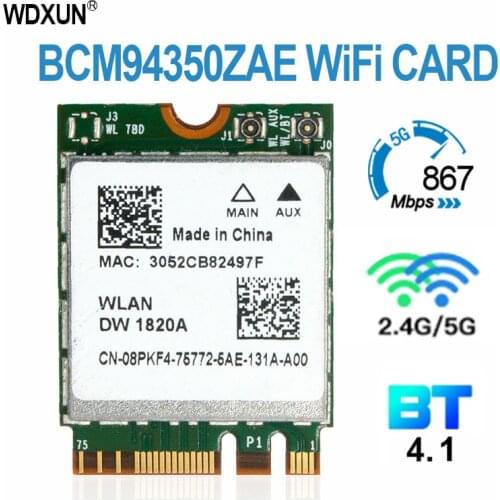 DW1820A BCM94350ZAE BCM94356ZE 802.11ac BT4.1 867Mbps wifi Adapter BCM94350 M.2 NGFF WiFi Wireless Card better than BCM94352Z
