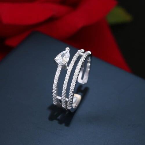 925 Sterling Silver Rings for Women Jewelry Fashion Open Adjustable Finger multilayer Ring