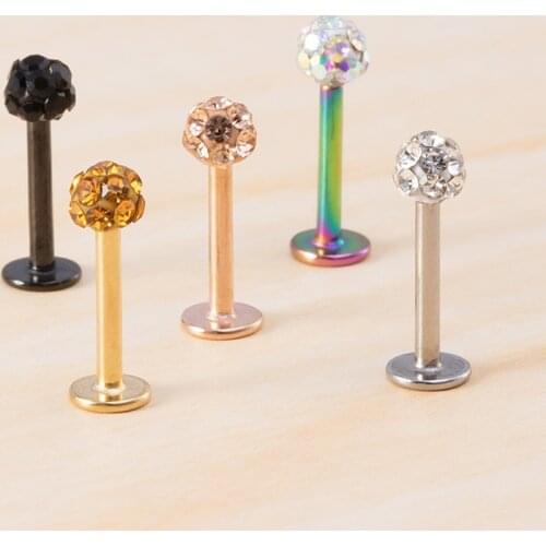 1PC Bling Labret Lip Ring Piercing Bar Ear Cartilage Earring Stud Internally Threaded Tragus Helix Monroe Punk Body Jewelry 16G