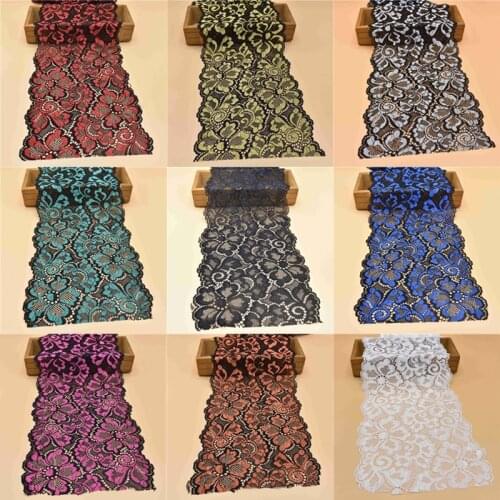 1yard Elastic Lace Ribbon 18CM Wide Embroidered Nigerian African Lace Fabric White Stretch Embroidered Lace Trimmings for Sewing