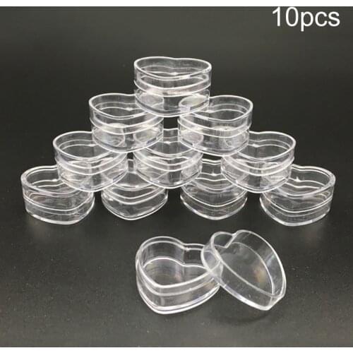 10Pcs/Set Plastic Heart Shape Cream Box Cosmetic Case Transparent Makeup Container Storage Box Organizer