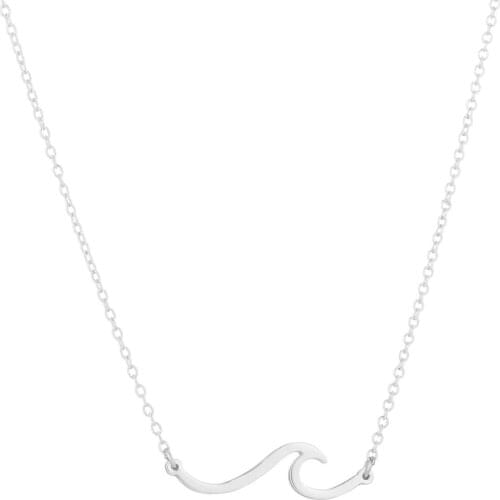 12PC Silver Color Stainless Steel Wave Necklace Pendant Beach Surfer Jewelry For Women Ocean Wave Charm Choker Necklaces Collar