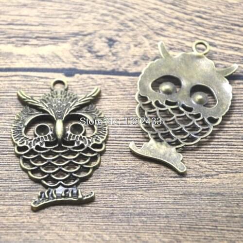 3pcs--Owl Charms,Antique Tibetan bronze owls Charm Pendants large size,Owl charm for Necklace 37x57mm