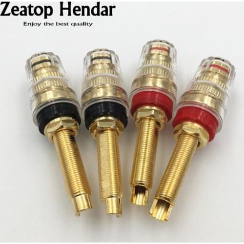 4Pcs Brass Crystal Binding Post for Thread Audio Speaker Amplifier 4mm Banana Plug Terminals Connector Black & Red