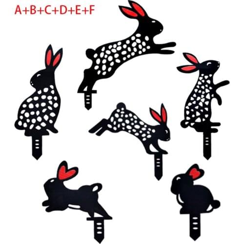 5Pcs/Set Easter Rabbit Decorative Stakes DIY Acrylic Art Sculpture Garden Yard Sculpture Home Decor Easter Decorations