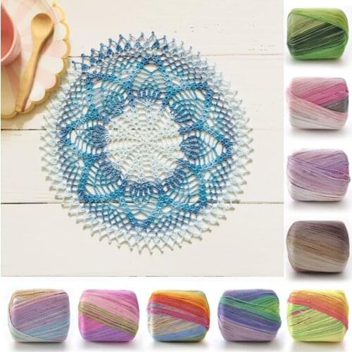 50G/Ball Cotton Metallic Lace Rainbow Yarn Colorful Thin Thread Lace Ball For DIY Crocheting Knitting By 1.5-2.5MM Crochet Hooks