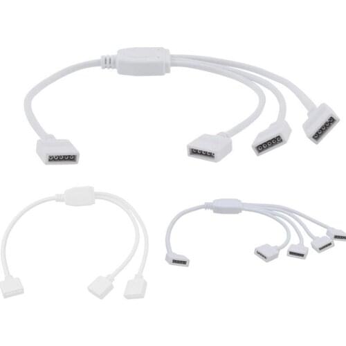 5Pin Female 1 to 2/3/4 Connector with 5Pin Needle Connector HUB Splitter Extension Wire Cable Cord for 5050 RGBW RGBWW LED Strip