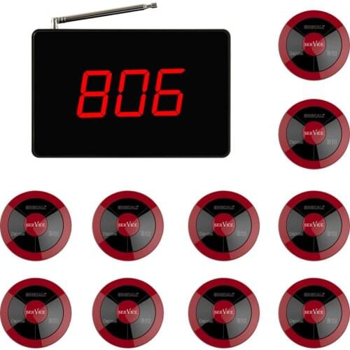 SINGCALL Wireless Calling System, 10 Waiter Buzzer Waterproof Call Buttons and 1 Display, Maintain a Quality Service Environment