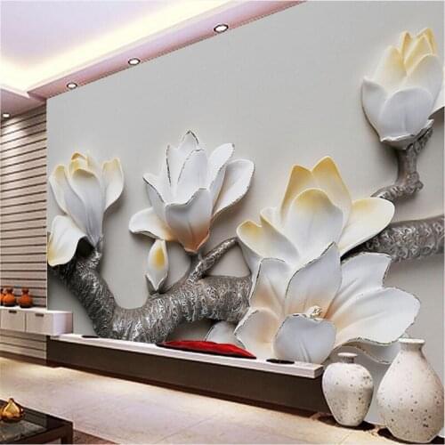 Beibehang Large Custom Wallpapers 3D Orchid Embossed Backdrop 3D Backdrop Floral Decorative Paintings wall paper