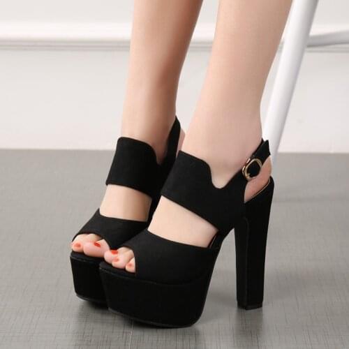 14CM high heel thick bottom fish mouth sandals Europe and the United States nightclub sexy womens shoes