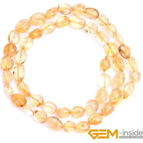 Citrines: 6x8mm Freeform Shape Citrines Beads Genuine Citrines Beads DIY Loose Beads For Bracelet Making Strand 15" Wholesale