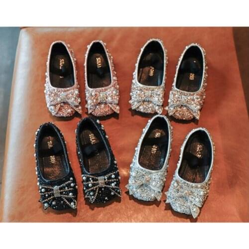2021 New Korean Fashion Soft Bottom Non-slip Children Dance Shoes Girls Rhinestone Bow Princess Shoes