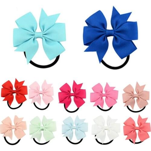 Kids Girls Light Color Babby Cute Small Flower Rubber Bands Children Safe Elastic Hair Accessories Pink/White Headband