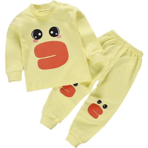 Conjuntos De Pijam Baby Boys Girls Cotton Long Sleeved Shirt+Pant Cartoon Childrens Clothing Autumn Sleepwear Pyjama Clothes