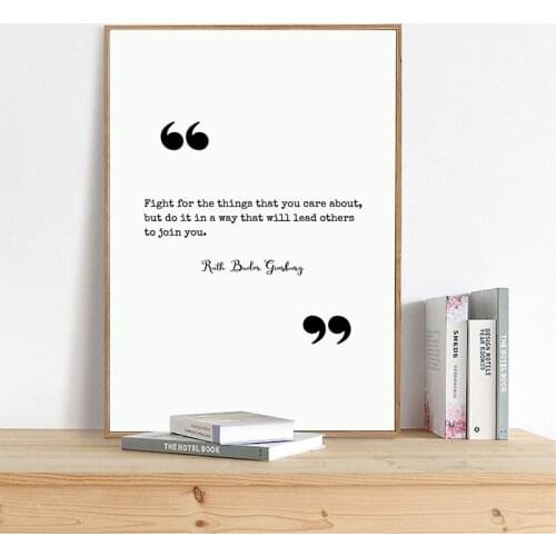 Notorious Rbg Quote Poster and Print Ruth Bader Ginsburg Quotes Wall Art Canvas Painting Black White Picture Office Wall Decor