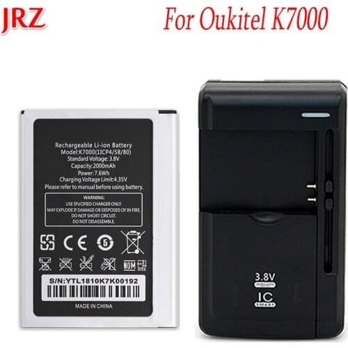 JRZ 1PC Battery+Universal Dock Charger 2000mAh For Oukitel K7000 Backup battery phone Replacement Batteries Bateria