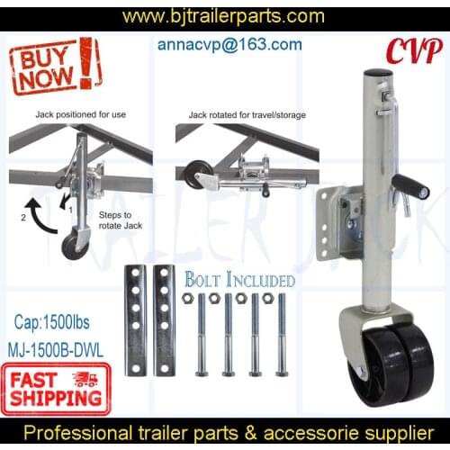 Quality Jockey Wheel Trailer Jack Double Wheel1500lbs, RV Parking Legs Stabilizer Camper Caravan Accessorie