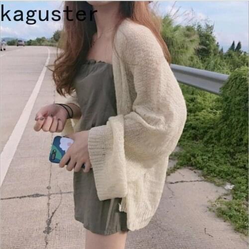 Kaguster Knitted Cardigan women plus size Summer cardigan Sweater women Loose Hollow coat kardigan Sweter Cardigans korean top