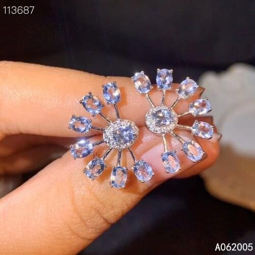 KJJEAXCMY Fine Jewelry 925 sterling silver inlaid natural Aquamarine female new earrings Ear studs beautiful support test
