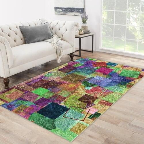 Colorful Yesil purple carpet checkered shaped colorful patterned carpet modern carpet living room carpet free shipping soft