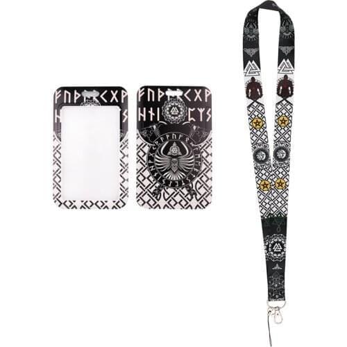 MD1071 DMLSKY Vintage Viking Symbol Necklack Lanyard Key Gym Strap Multifunction Mobile Phone With Card Holder Cover