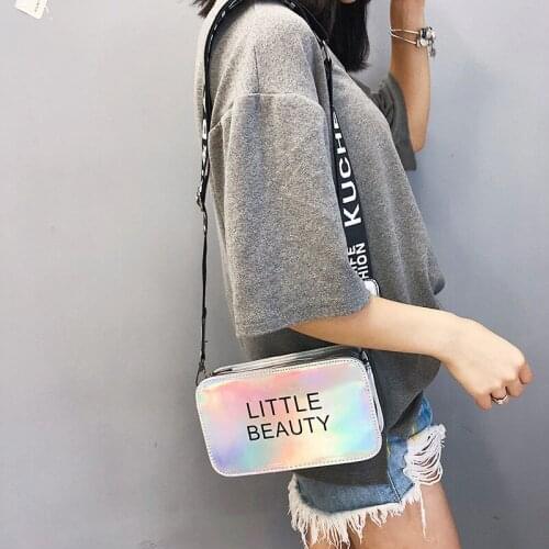 Fashion Mini Women Laser Crossbody Bag Messenger Shoulder Bag PVC Jelly Small Tote Messenger Candy Colors Bags Laser Holographic