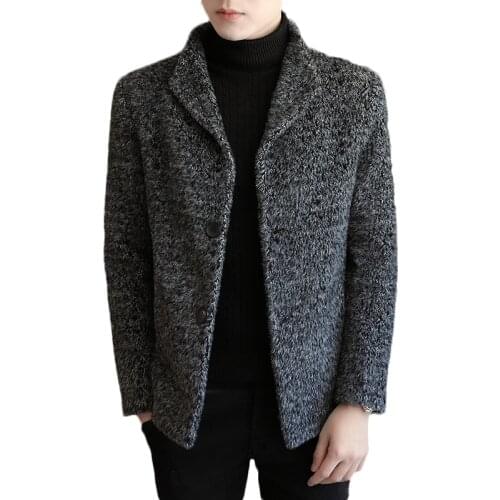 Autumn winter mens fashion brand jacket windbreaker lapel slim wool coat single-breasted padded jacket Woolen trench coat male