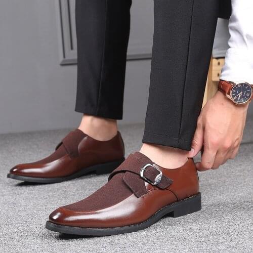 Luxury Brand Trendy Fashion Men Dress Shoes Big Size Metal Design Leather Shoes Comfortable Slip on Mens Loafers Plus Size38-48