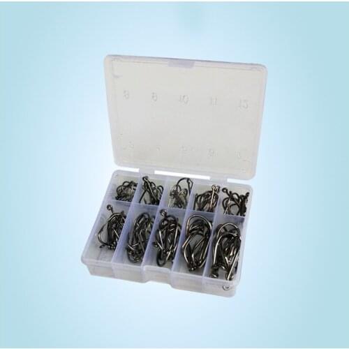 101pcs Fishing Hook Set Carbon Steel Single Fishing Jig Efficiency Barbed Carp Hooks With Hole Fish Hooks Sea Tackle Accessories